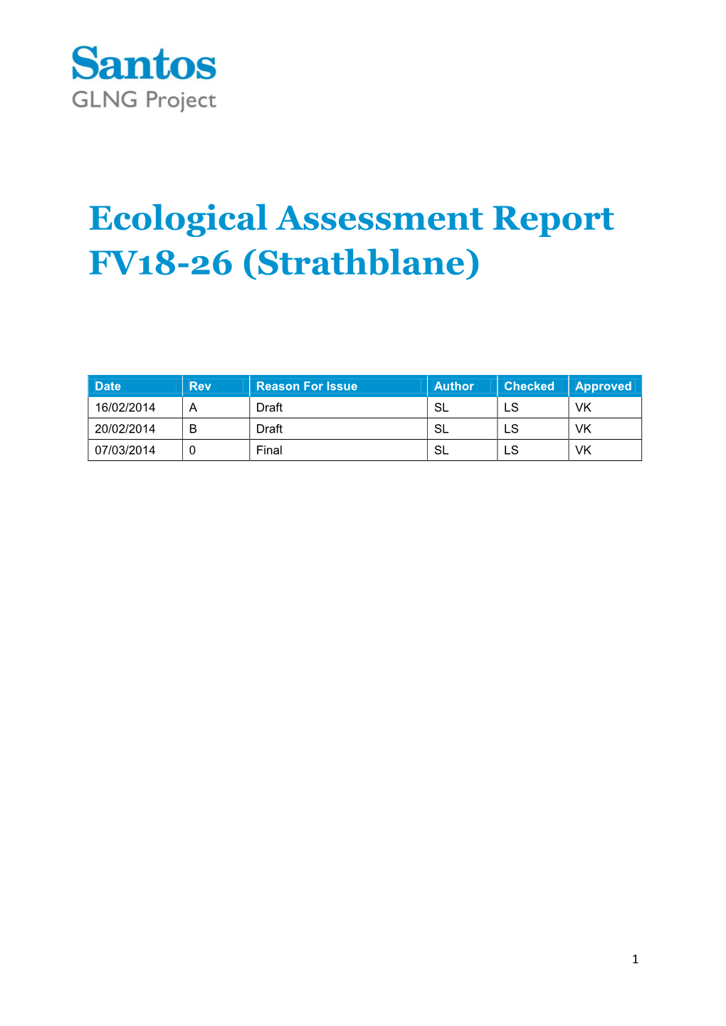 Ecological Assessment Report FV18-26 (Strathblane)