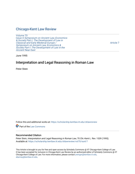 Interpretation and Legal Reasoning in Roman Law