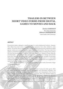 Trailers in Between Short Video Forms from Digital Games to Movies and Back