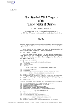 One Hundred Third Congress of the United States of America