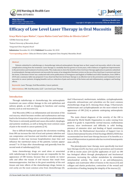Efficacy of Low Level Laser Therapy in Oral Mucositis