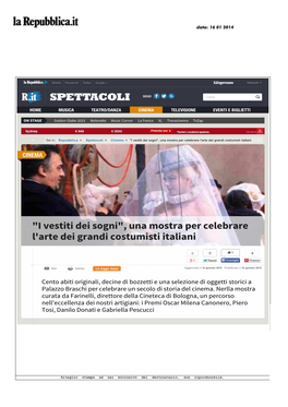 I Vestiti Dei Sogni", Una Mostra Per Celebrare L'arte Dei Grandi Costumisti Italiani