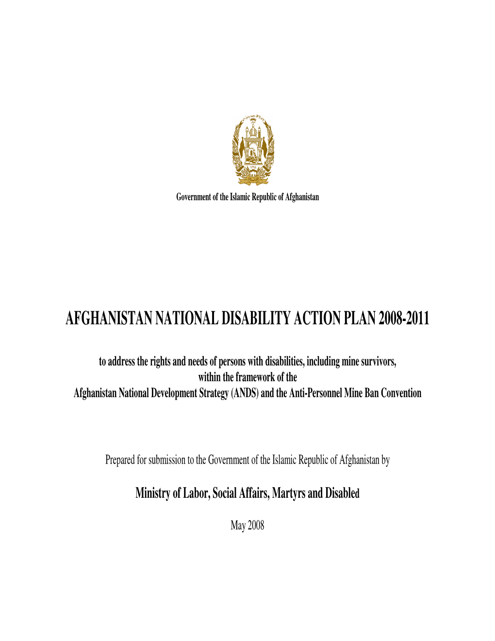 Afghanistan National Disability Action Plan 2008-2011