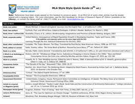 MLA Style Quick Guide