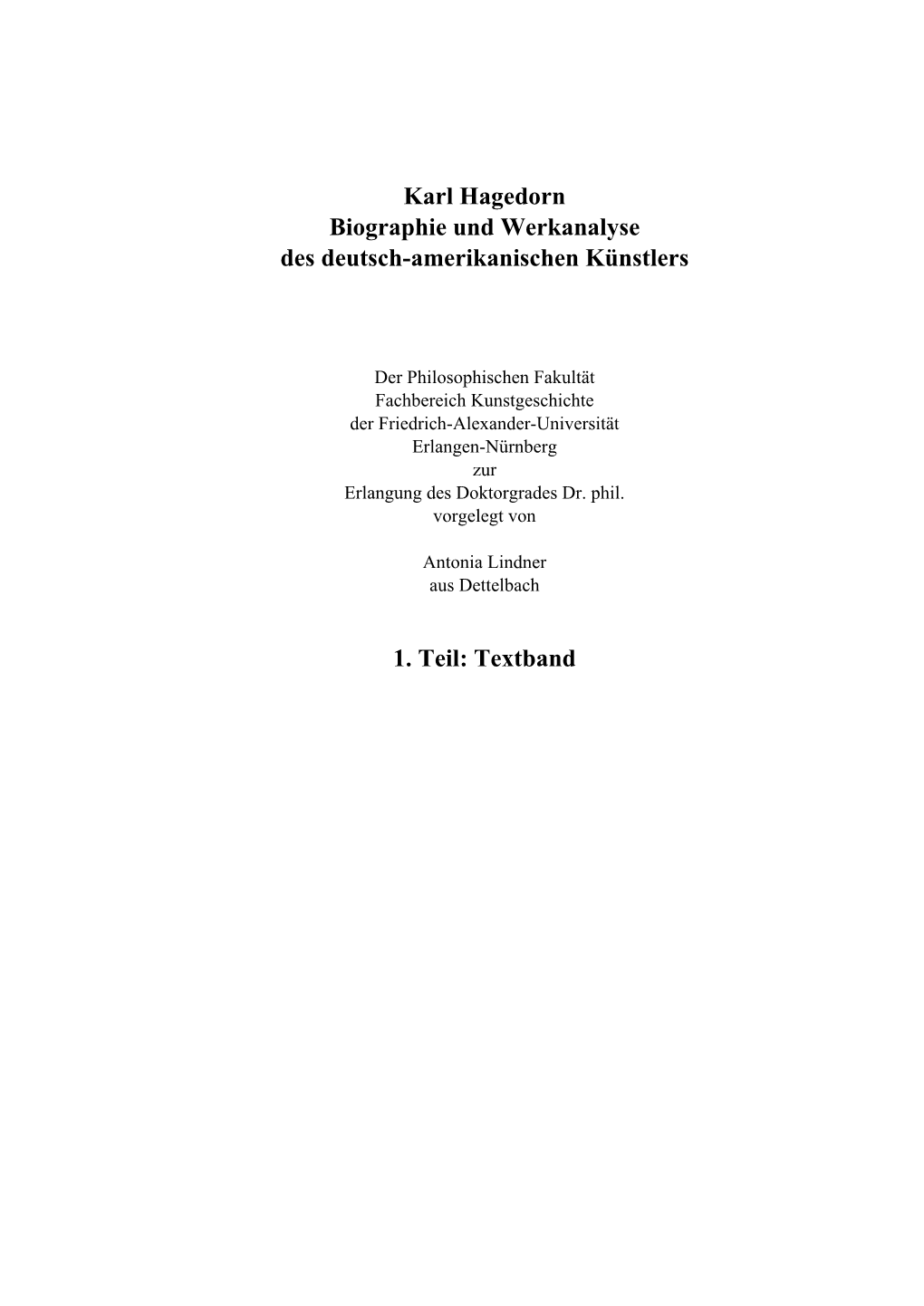 Karl Hagedorn Biographie Und Werkanalyse Des Deutsch-Amerikanischen Künstlers
