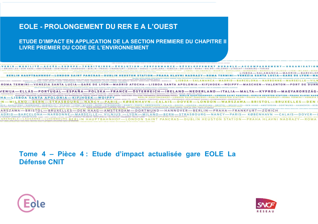 Etude D'impact Actualisée Gare EOLE La Défense CNIT