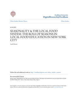 Seasonality & the Local Food System