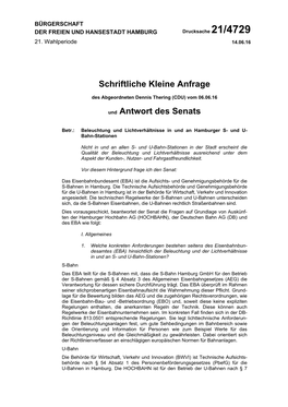 Schriftliche Kleine Anfrage Und Antwort Des Senats