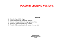 Plasmid Cloning Vectors