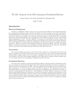 PS 139: Analysis of the 2013 Armenian Presidential Election