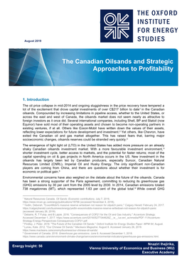 The Canadian Oilsands and Strategic Approaches to Profitability