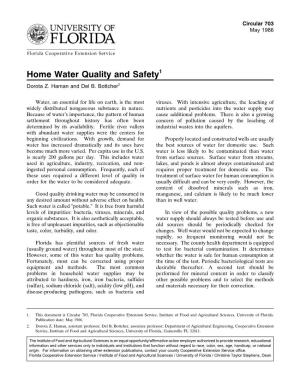 Home Water Quality and Safety1 Dorota Z