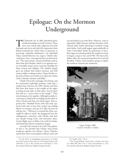 Epilogue: on the Mormon Underground