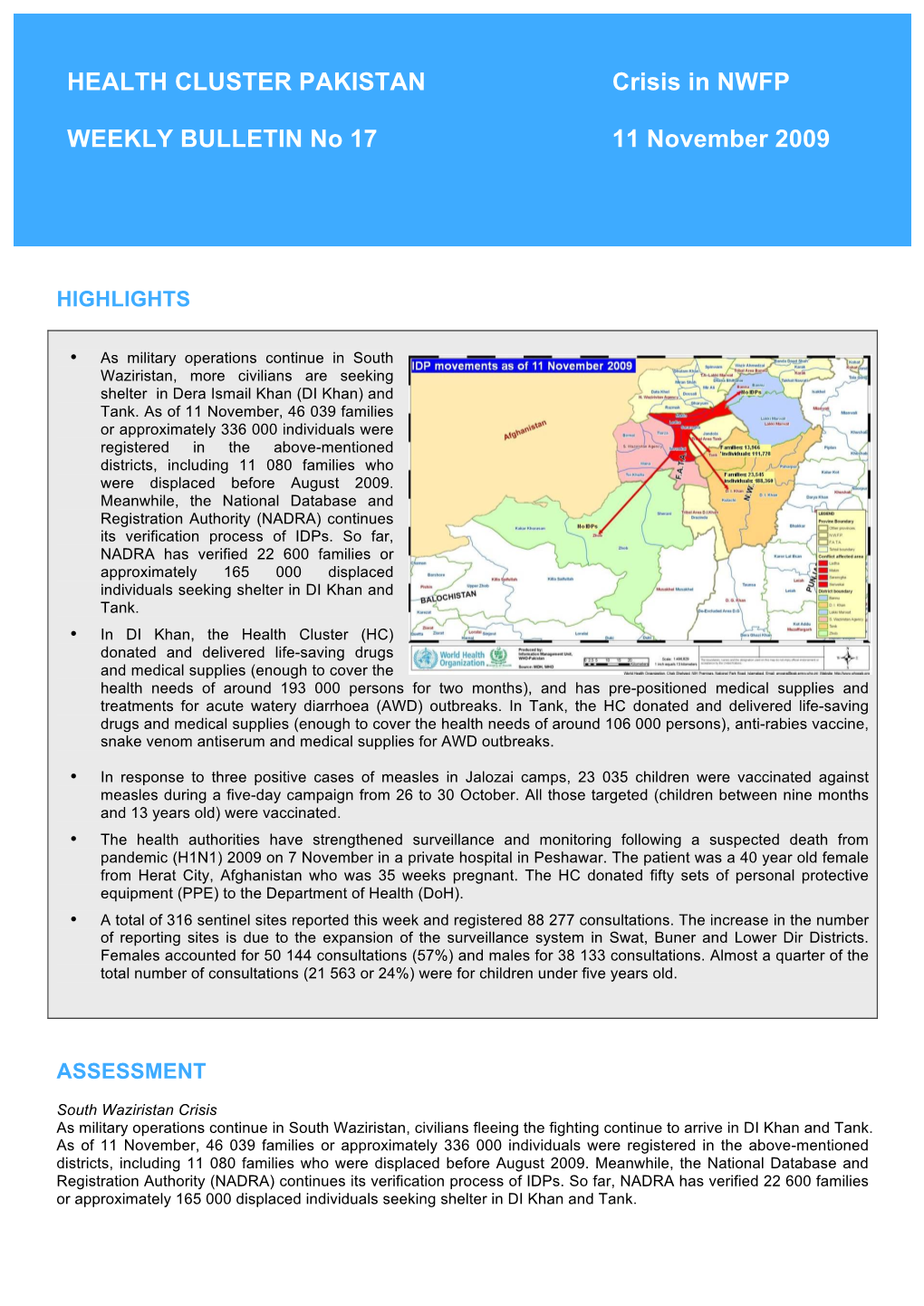 Pakistan Health Cluster Bulletin No 17 Final