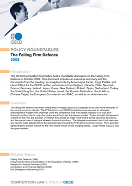 The Failing Firm Defence 2009