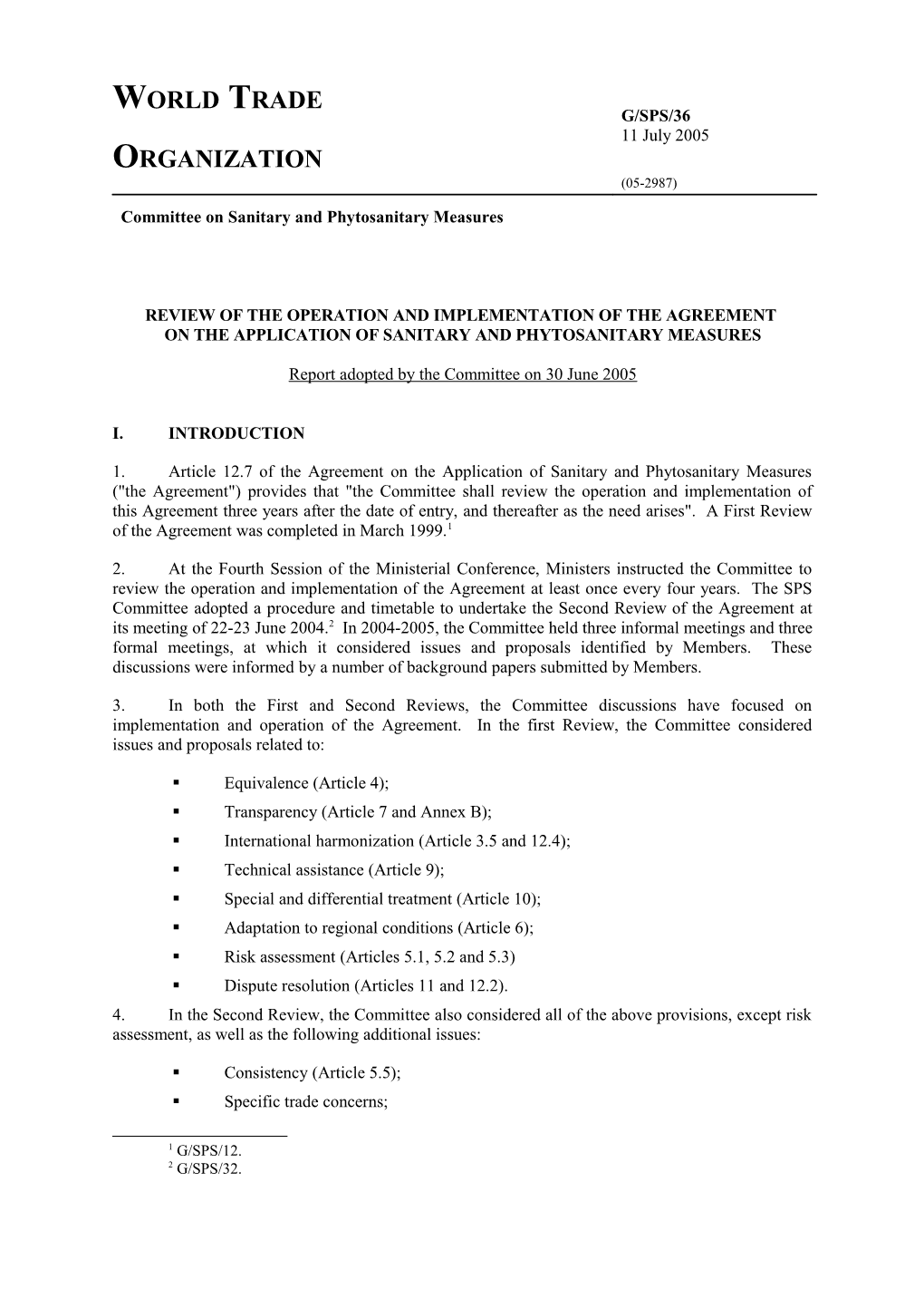 Review of the Operation and Implementation of the Agreement