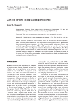 Genetic Threats to Population Persistence