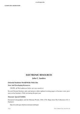 Electronic Resources Section of This Annual Report