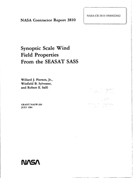 Synoptic Scale Wind Field Properties from the SEASAT SASS
