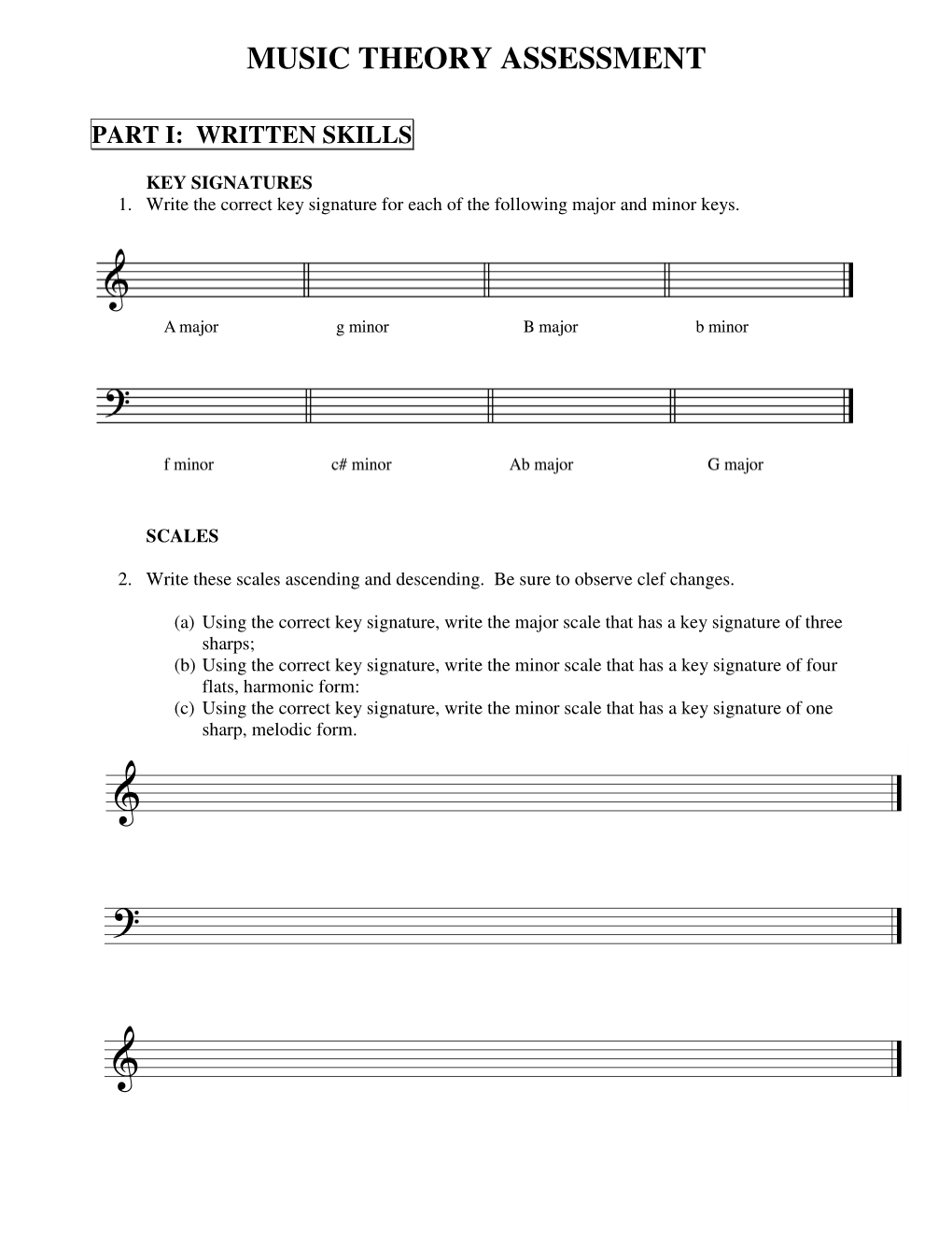 Music Theory Assessment