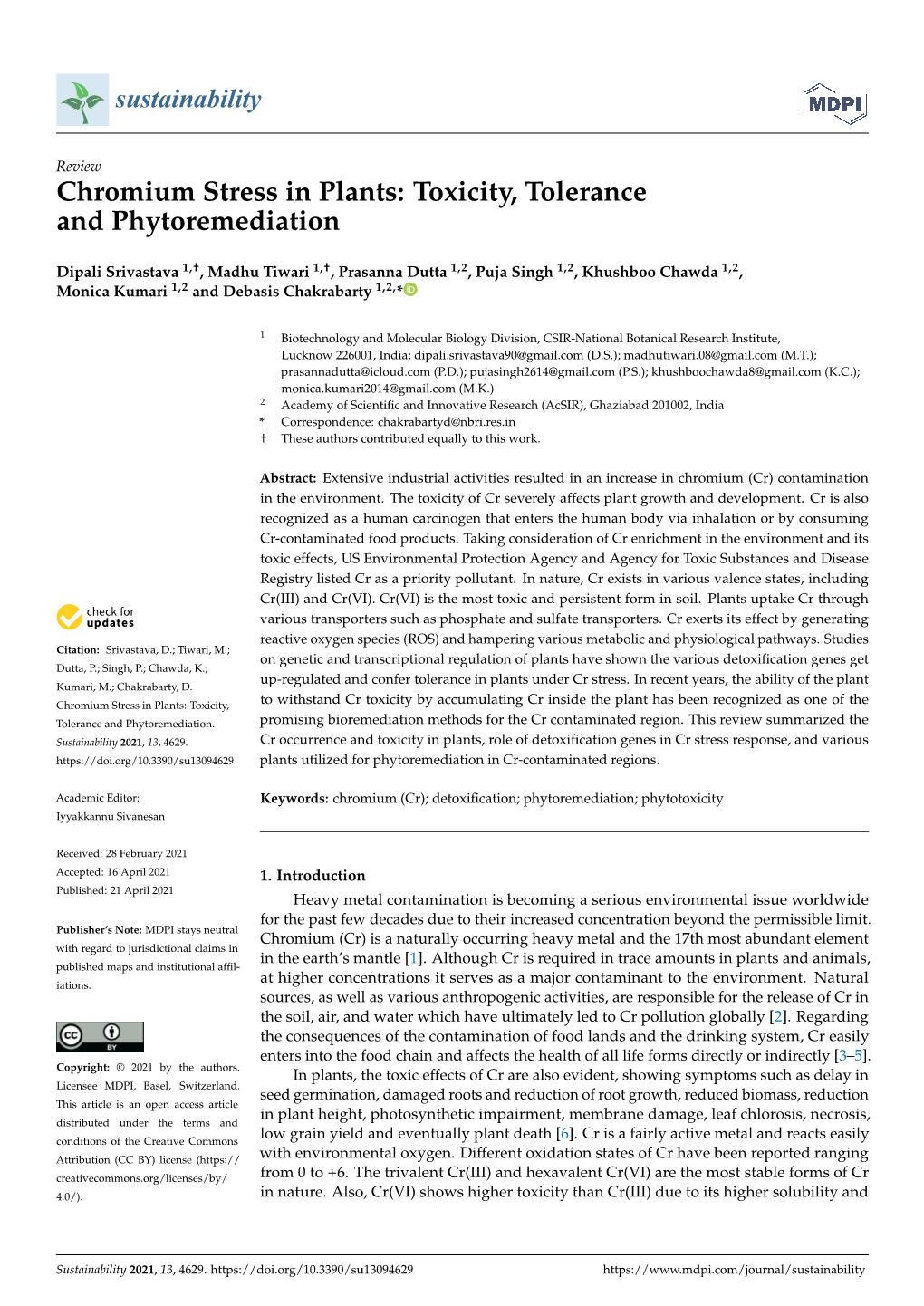 Chromium Stress In Plants Toxicity Tolerance And Phytoremediation   Chromium Stress In Plants Toxicity Tolerance And Phytoremediation 