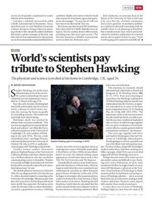 World's Scientists Pay Tribute to Stephen Hawking