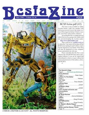 June 1998 - Volume 26, #6 ZZZ #302 the Monthly Newsletter of the British Columbia Science Fiction Association Established 1970 - $2.50 Per Issue