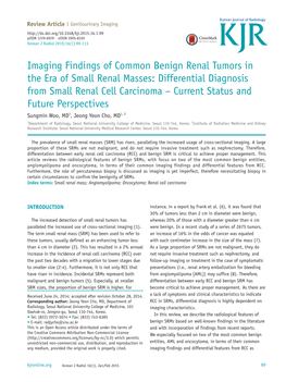 Imaging Findings of Common Benign Renal Tumors in The