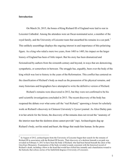 1 Introduction on March 26, 2015, the Bones of King Richard III of England