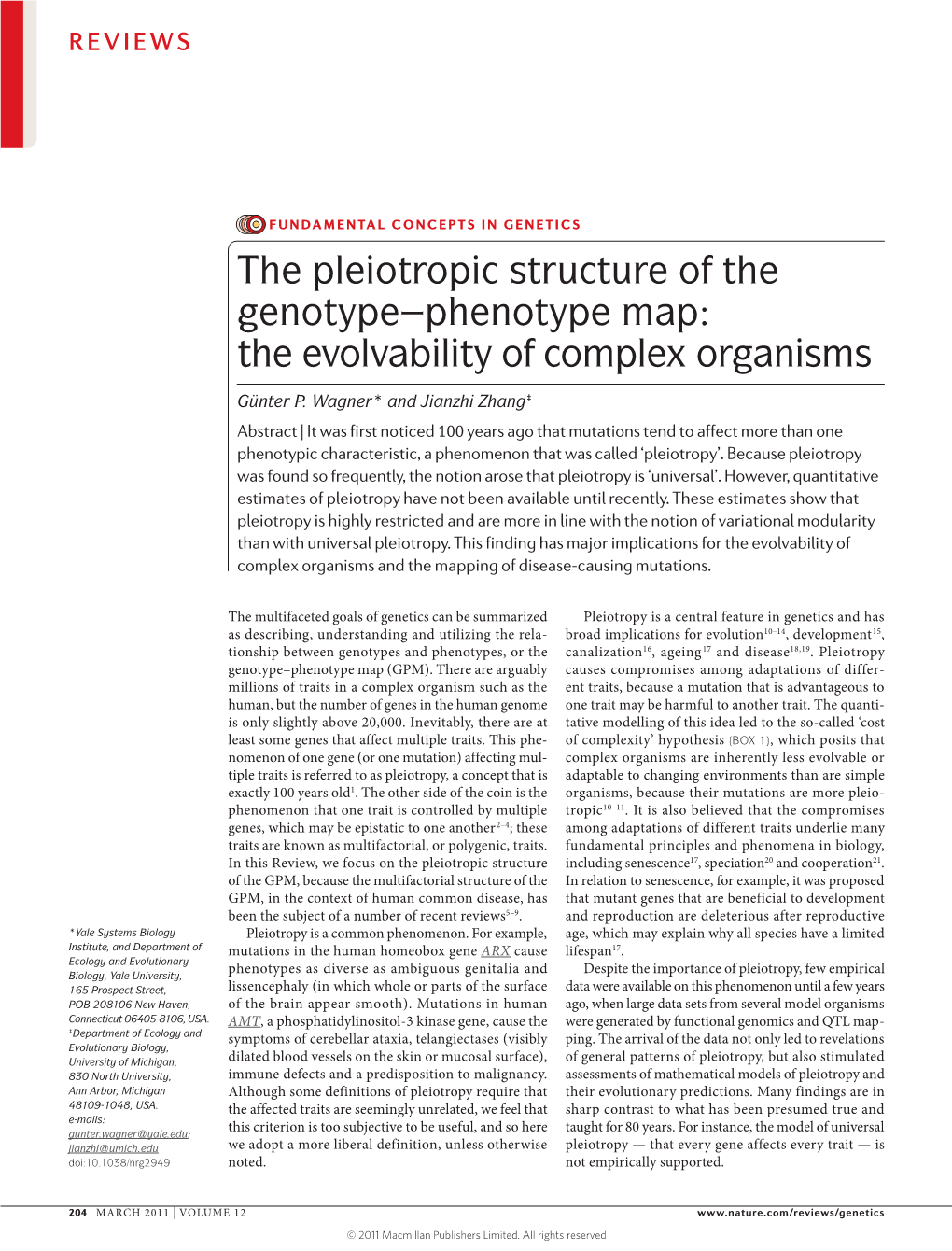 The Pleiotropic Structure of the Genotype–Phenotype Map: the Evolvability of Complex Organisms