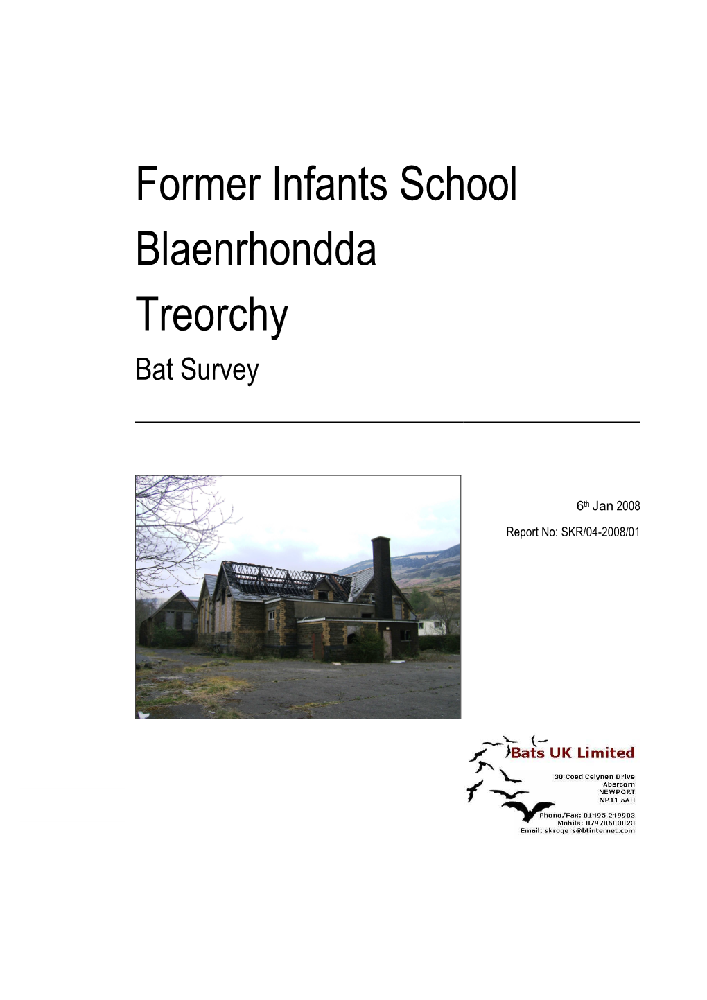 Former Infants School Blaenrhondda Treorchy Bat Survey