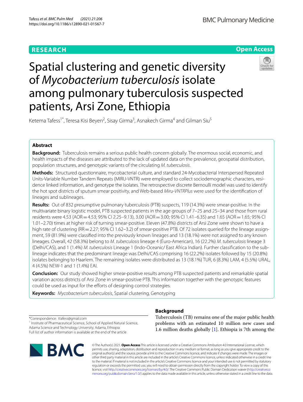 Spatial Clustering and Genetic Diversity Of
