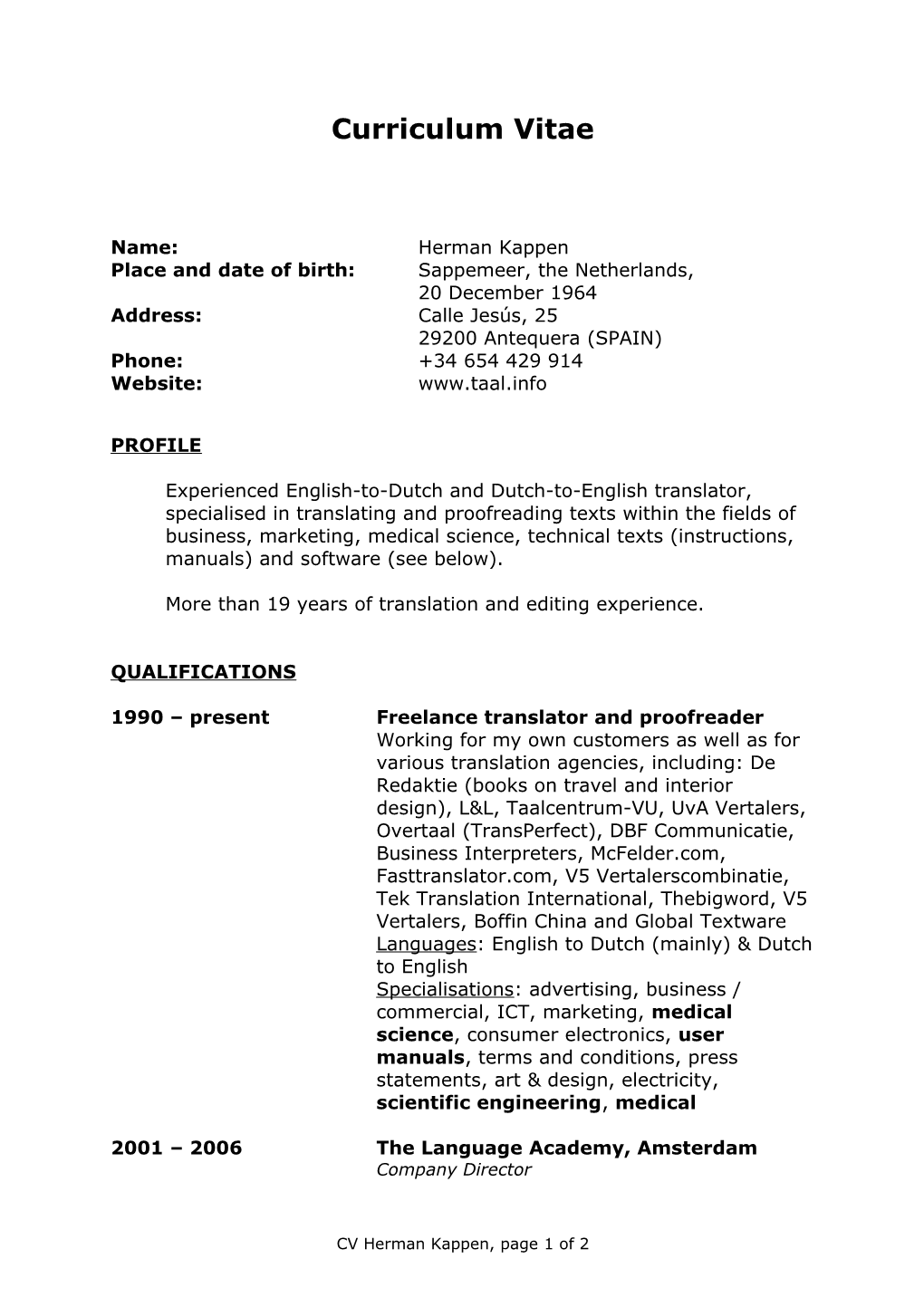 Curriculum Vitae s448