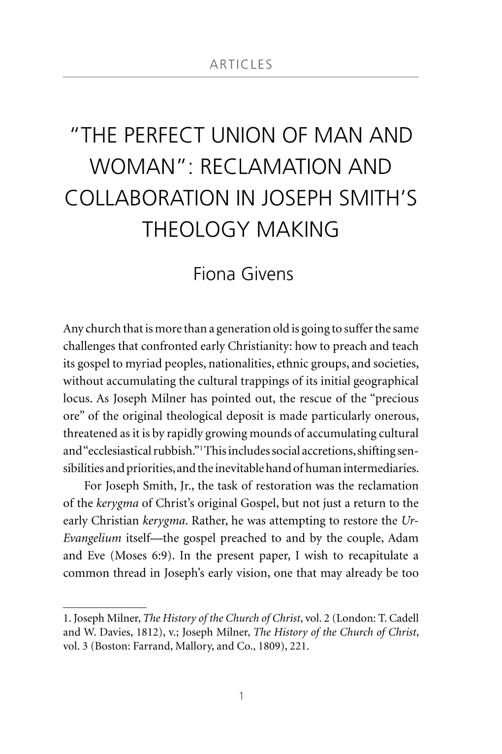 Reclamation and Collaboration in Joseph Smith’S Theology Making