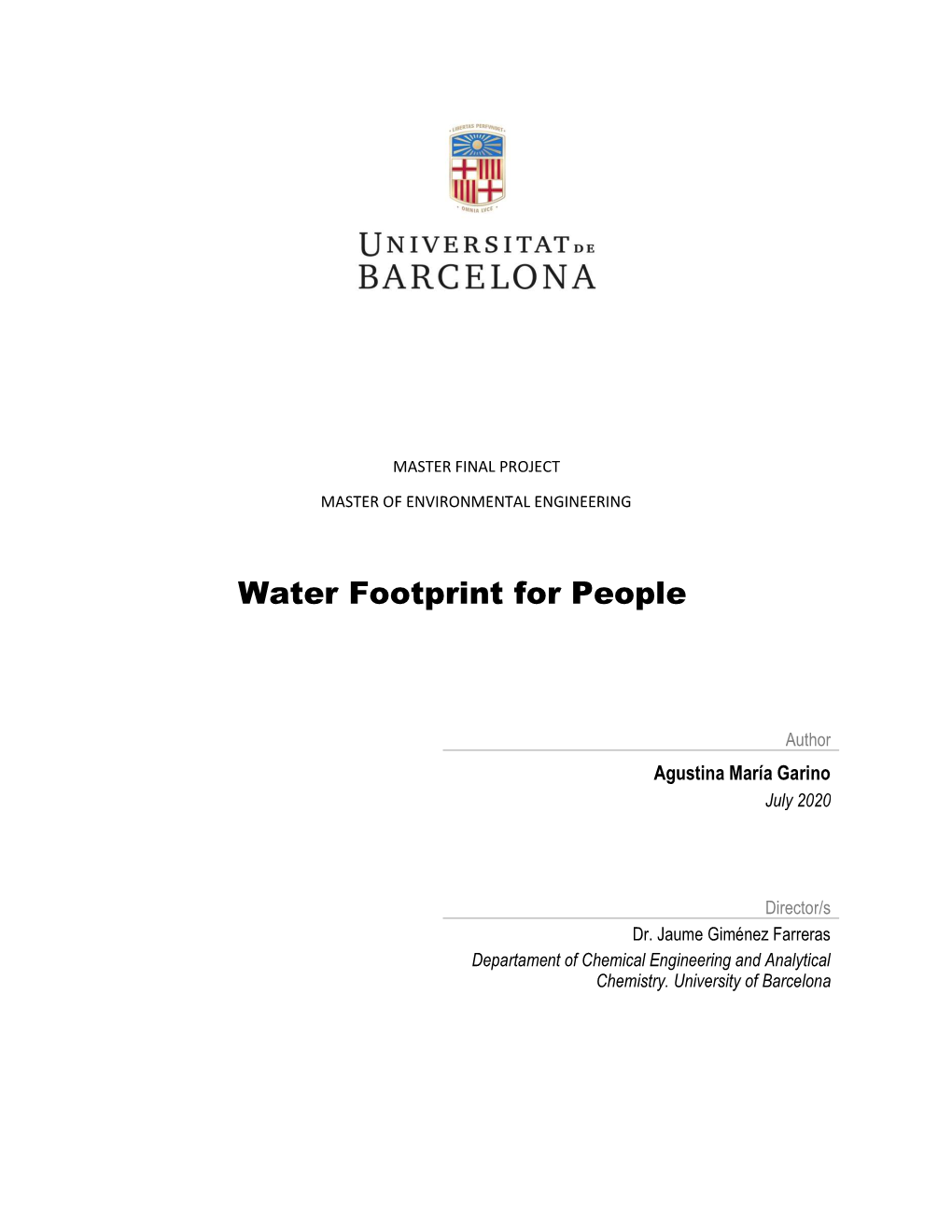 Water Footprint for People