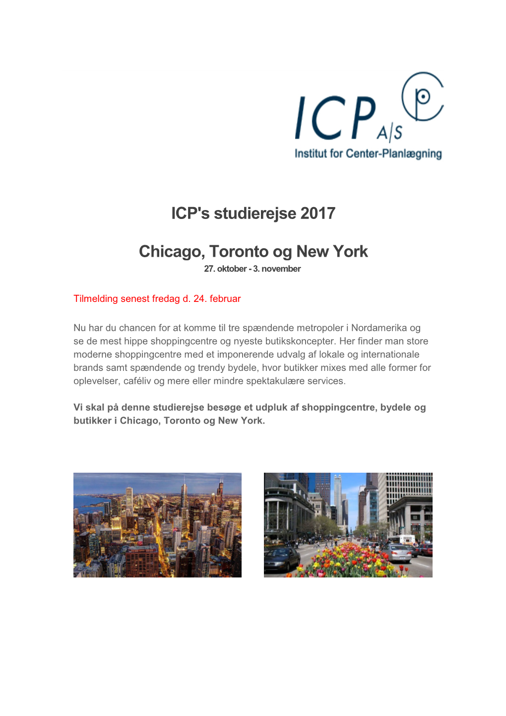 ICP's Studierejse 2017 Chicago, Toronto Og New York