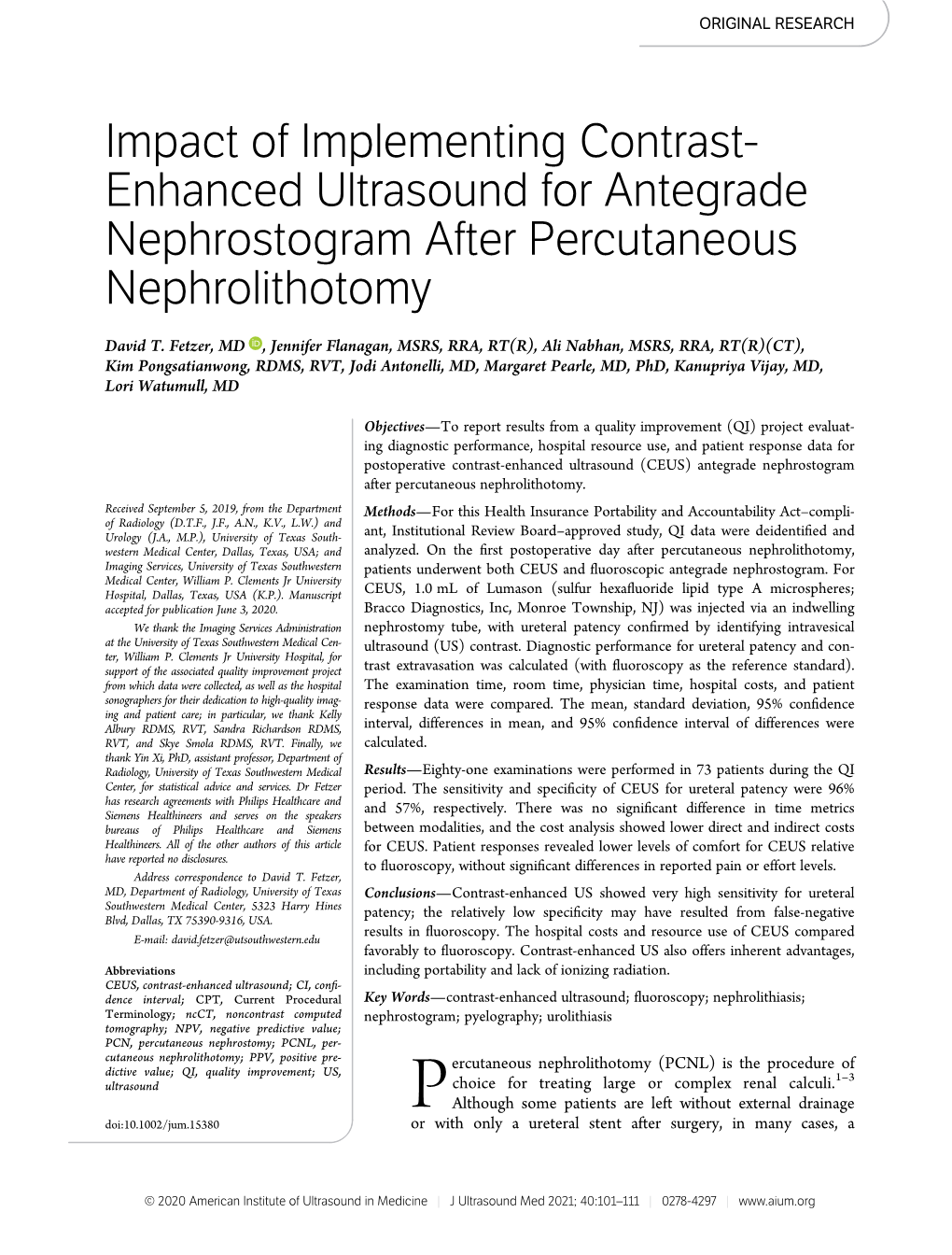 Fetzer Et Al, Contrast Enhanced Ultrasound for Antegrade