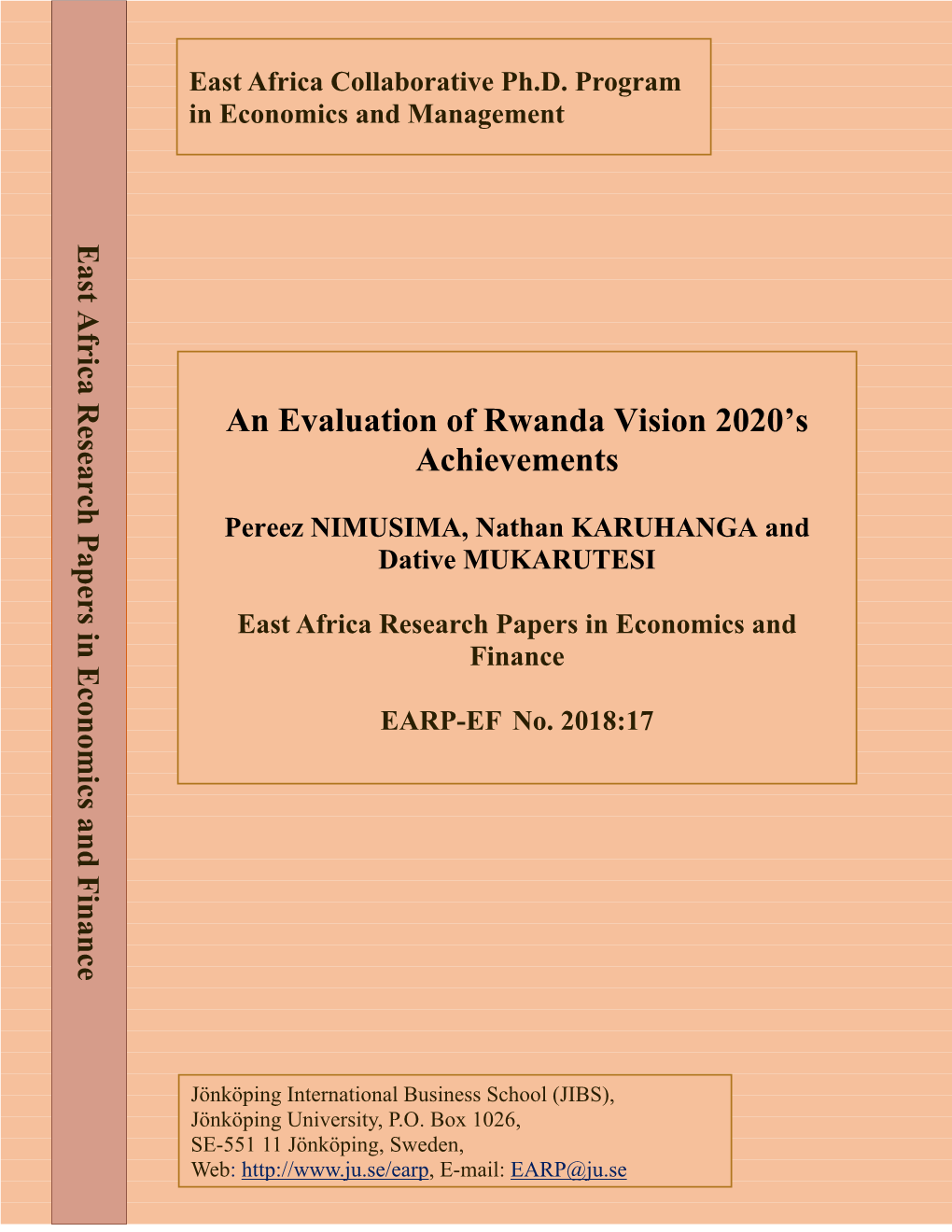 An Evaluation of Rwanda Vision 2020'S Achievements