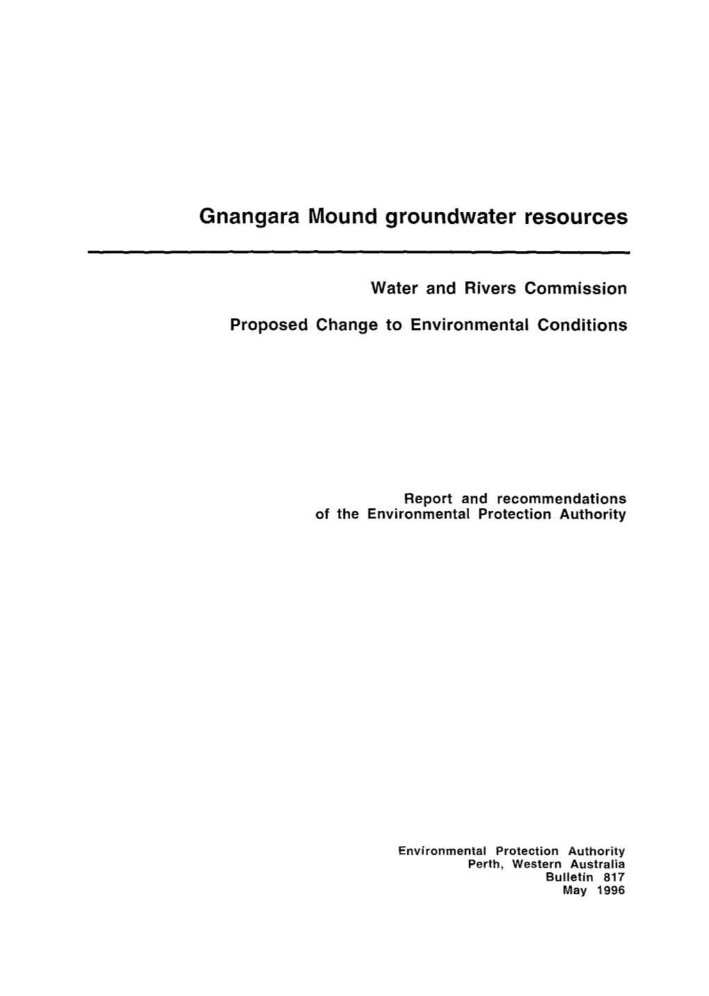 Gnangara Mound Groundwater Resources