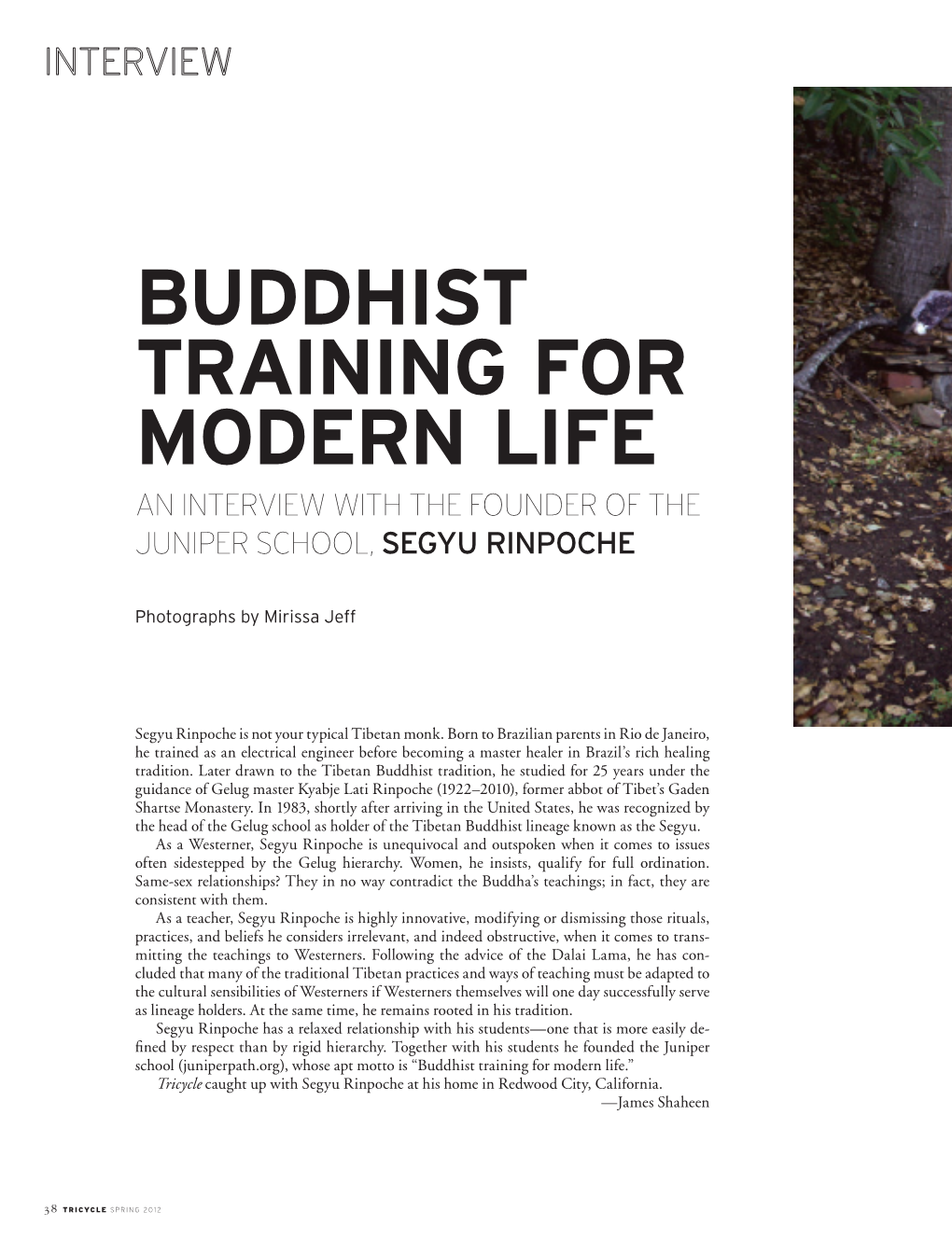 Buddhist Training for Modern Life an Interview with the Founder of the Juniper School, Segyu Rinpoche