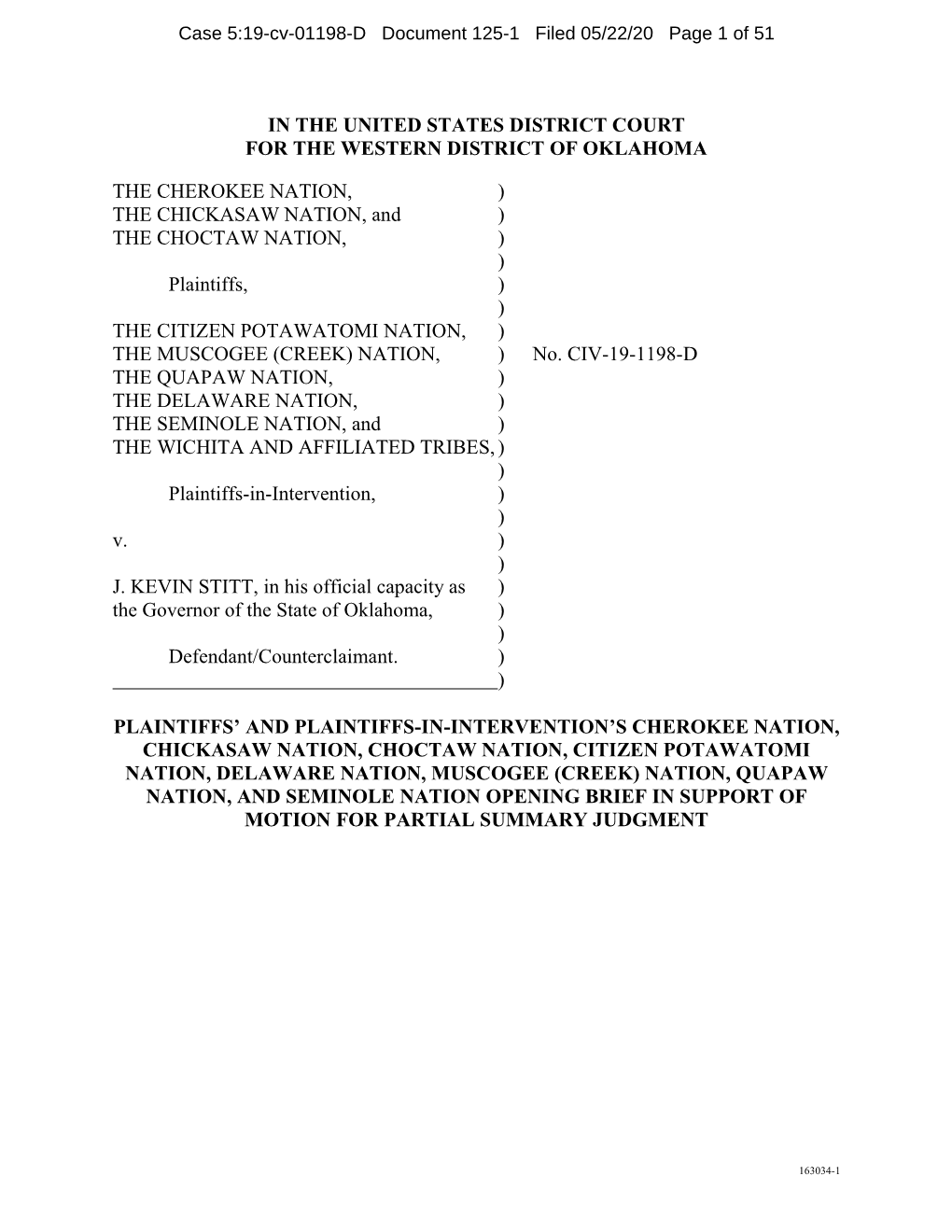 Legal Filing: Tribal Nations' Motion and Brief For