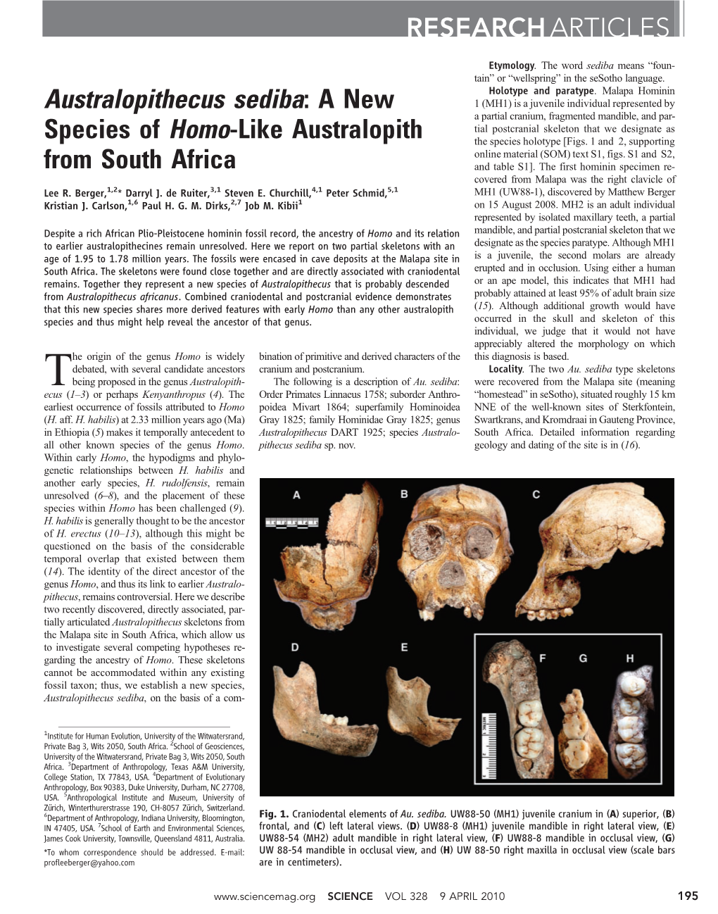 Australopithecus Sediba