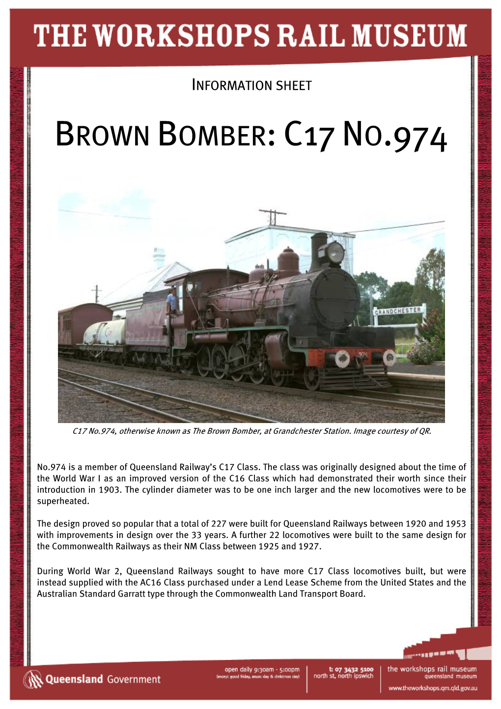 Brown Bomber: C17 No. 974 Fact Sheet