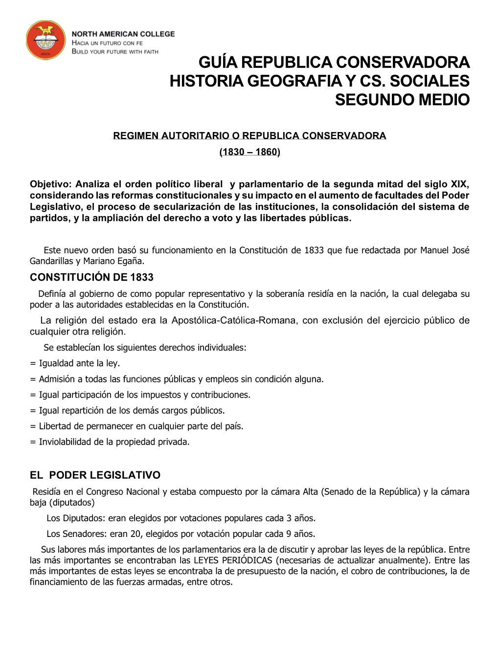 Guía Republica Conservadora Historia Geografia Y Cs. Sociales Segundo Medio