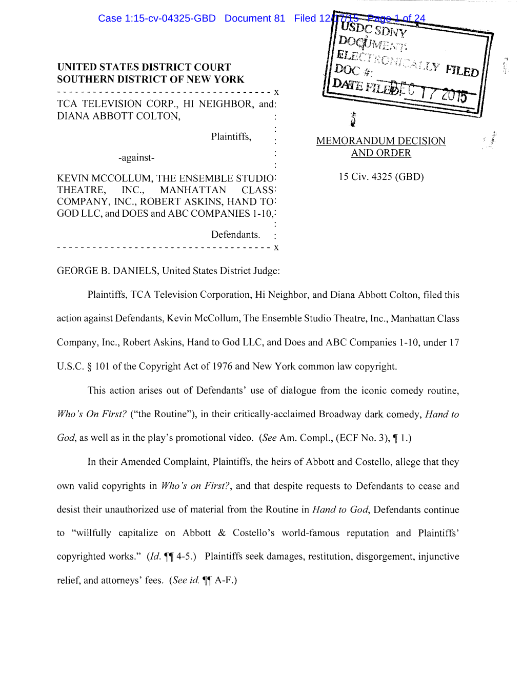~ Case 1:15-Cv-04325-GBD Document 81 Filed 12/17/15 Page