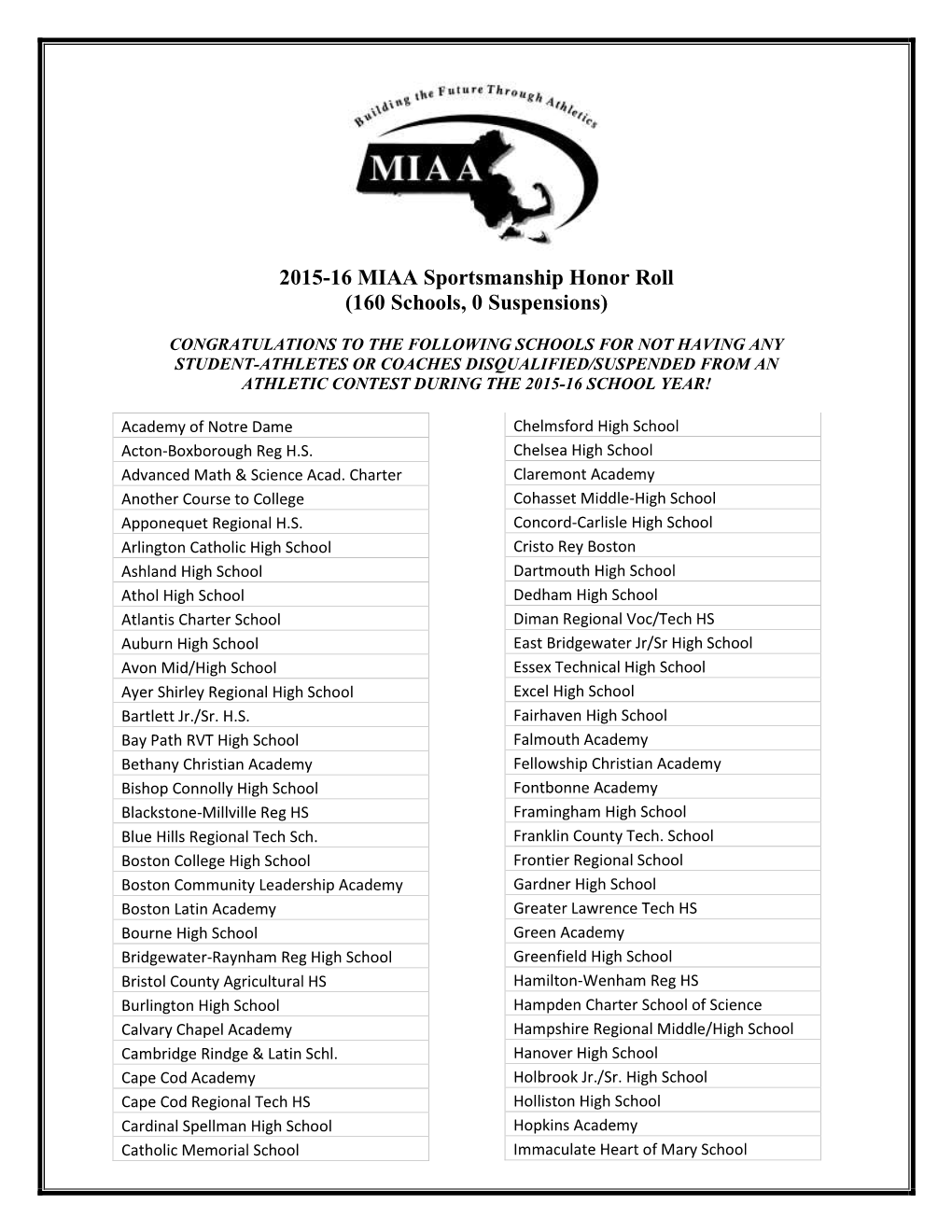 2006-07 Sportsmanship Honor Roll