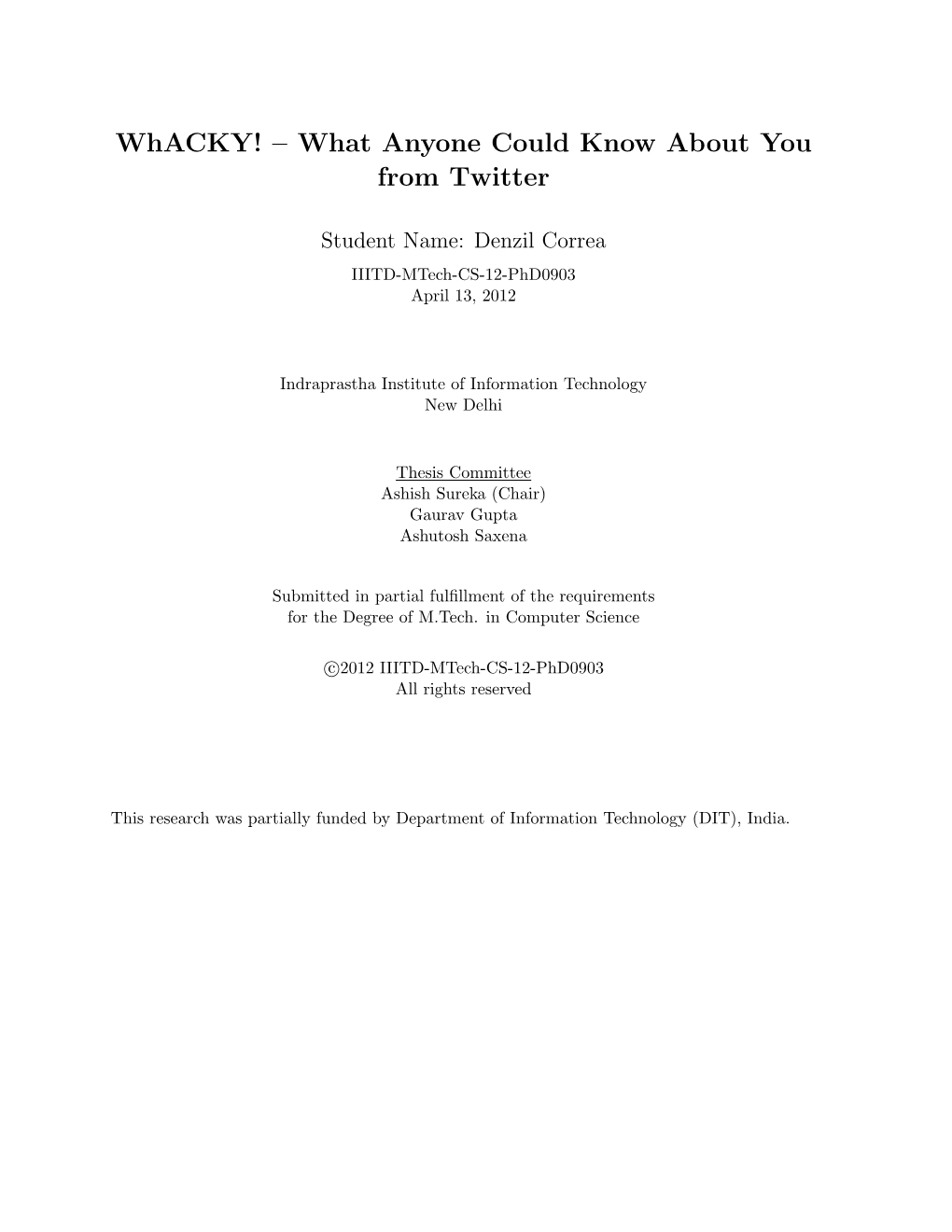 Whacky! – What Anyone Could Know About You from Twitter