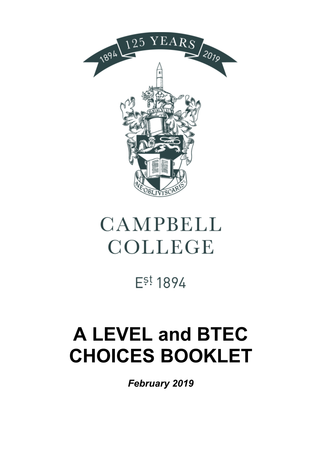 A LEVEL and BTEC CHOICES BOOKLET