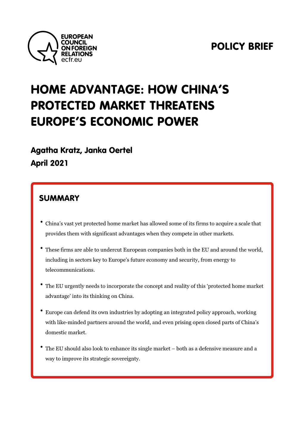 Home Advantage: How China's Protected Market Threatens Europe's Economic Power – European Council on Foreign Relations