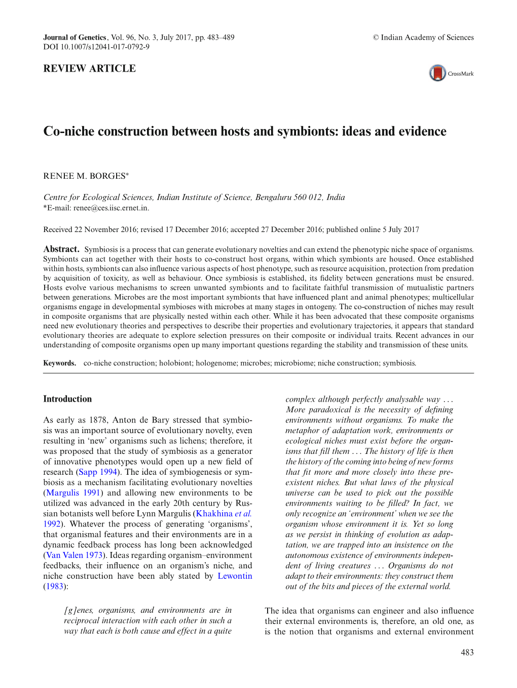 Co-Niche Construction Between Hosts and Symbionts: Ideas and Evidence